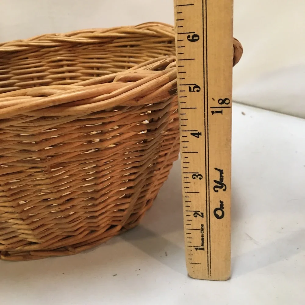 Wicker Basket Home Decor Medium Brown Oval Woven Willow with Handles Cottagecore